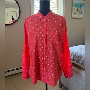 Banana Republic fitted red cotton long sleeve button‎ down shirt women’s L